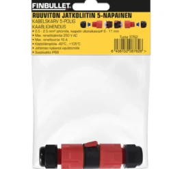 Ruuviton jatkoliitin 5-napainen IP68 Finbullet