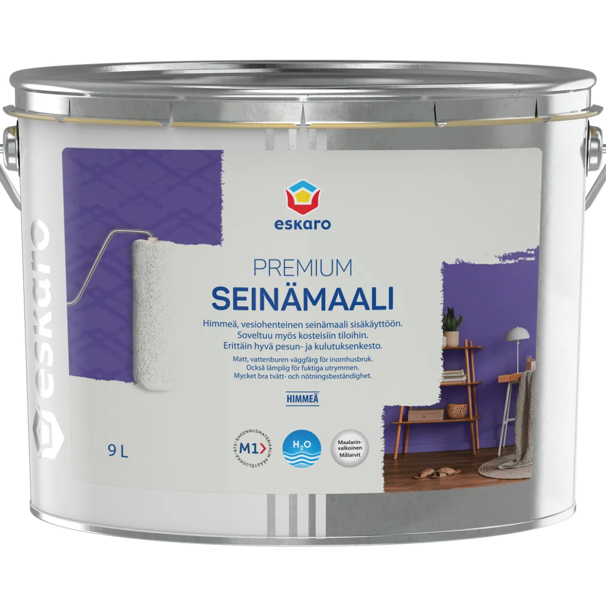 Seinämaali Eskaro Premium maalarinvalkoinen 9 l