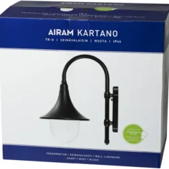 Seinävalaisin Airam Kartano Trumpet IP44 E27 PCC BK