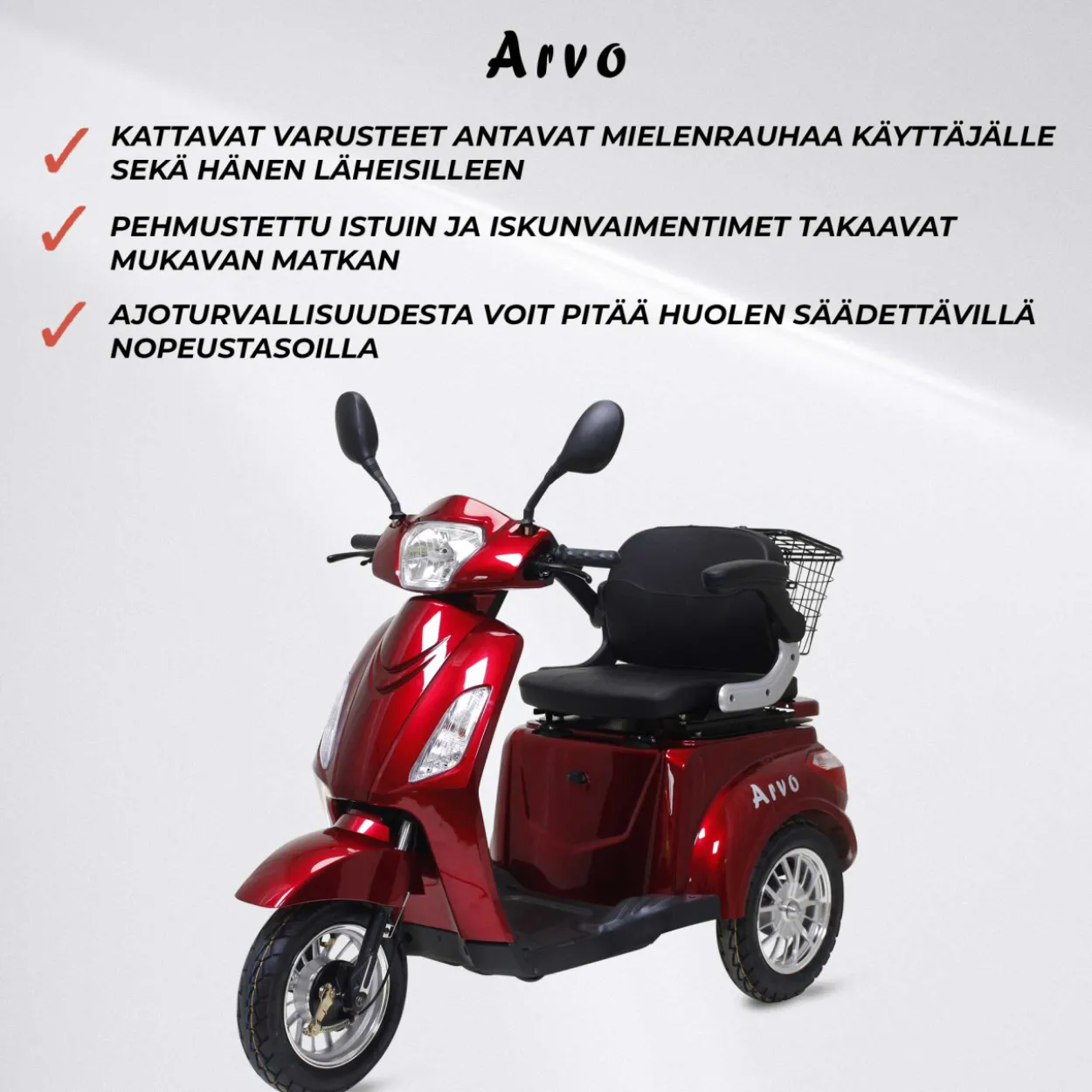 Senioriskootteri Arvo P300 punainen