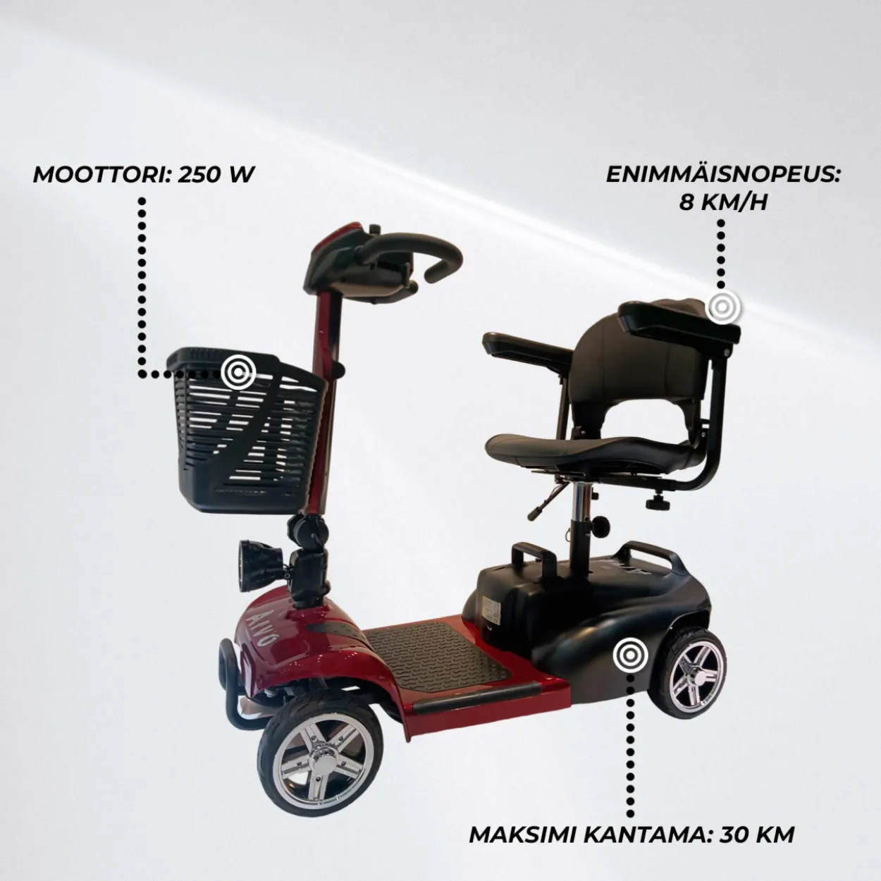 Senioriskootteri Arvo P100 punainen