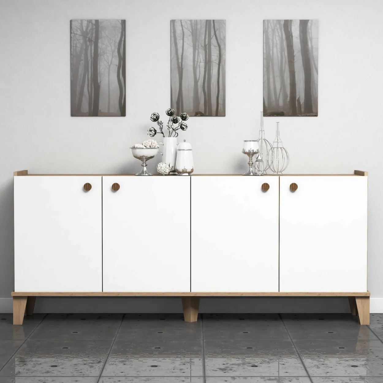 Senkki Chic Home 180 x 41 x 78 cm Susanna beige/valkoinen