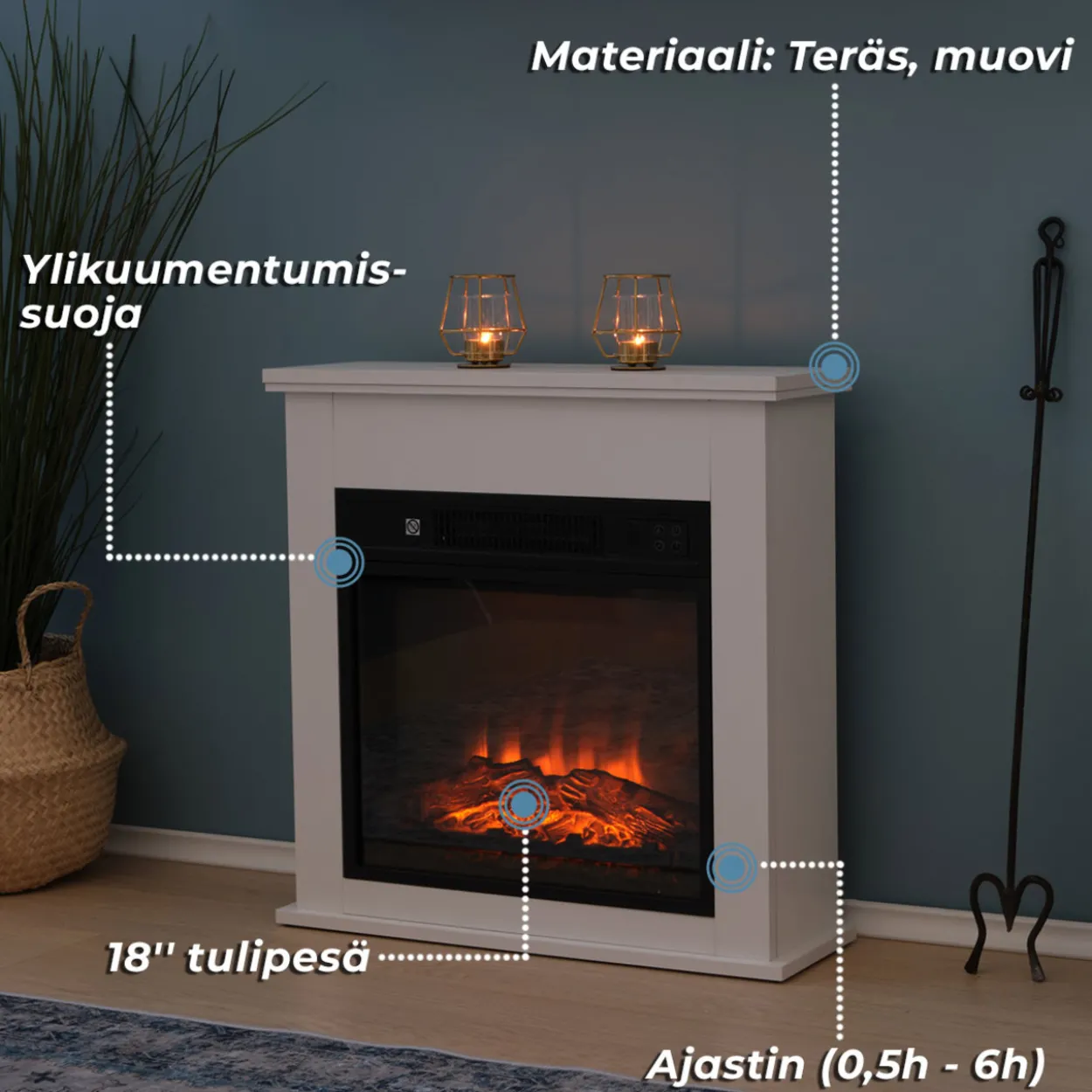 Sähkötakka Lykke 2000 W, S valkoinen