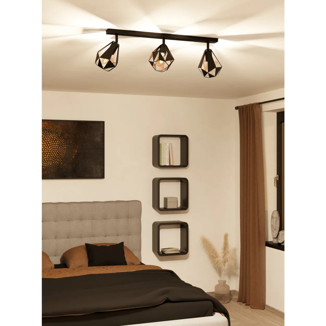 Spottivalaisin 3-os EGLO Carlton 7 3x40W 73x16cm antiikkikupari/musta