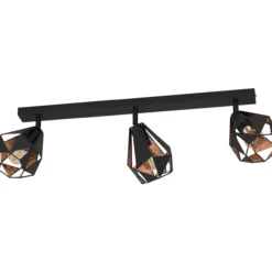 Spottivalaisin 3-os EGLO Carlton 7 3x40W 73x16cm antiikkikupari/musta
