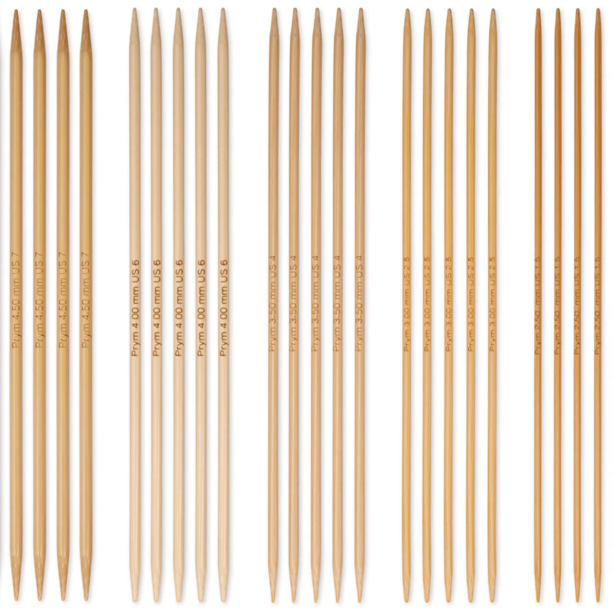 Sukkapuikkosetti Prym 20 cm 2,5-4,5 mm bambua