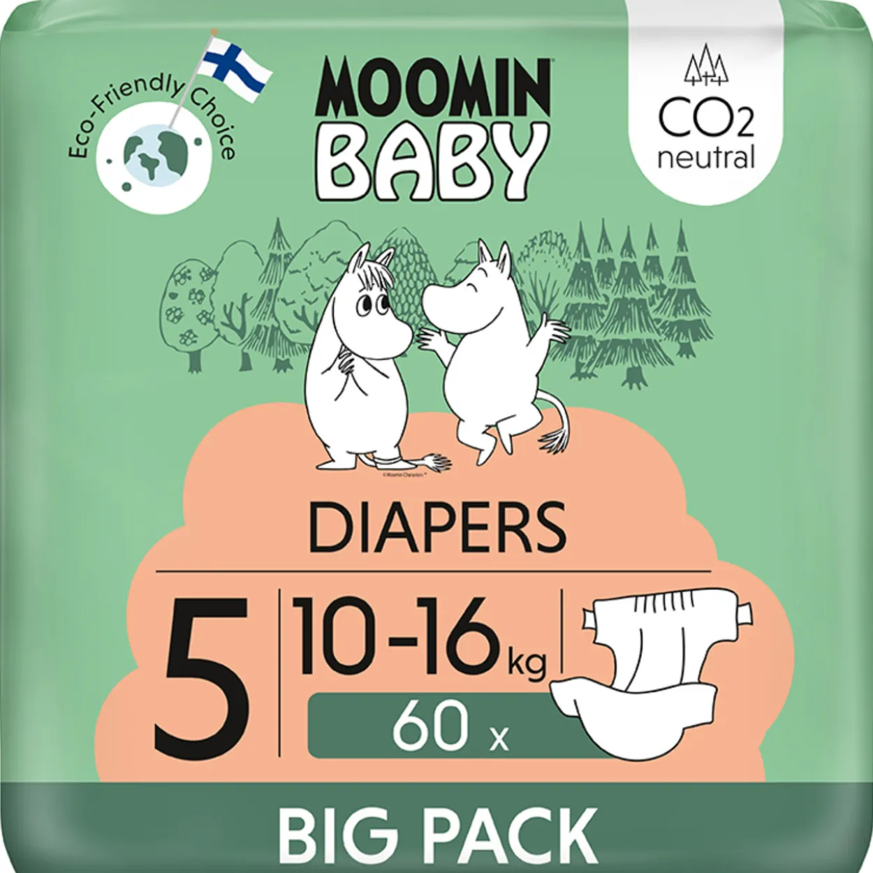 Teippivaippa 60 kpl Moomin Baby 5, 10-16 kg