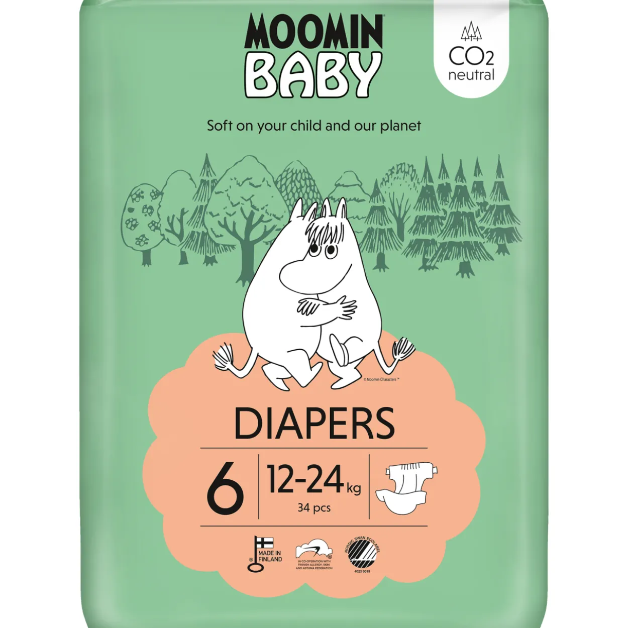 Teippivaippa 34 kpl Muumi Baby 6, 12-24 kg