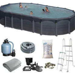 Uima-allas Gre by Swim & Fun 730 x 375 x 132 cm ovaali, grafiitinmusta