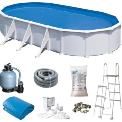 Uima-allas Gre by Swim & Fun 730 x 375 x 132 cm ovaali, ulkoisilla sivutuilla valkoinen