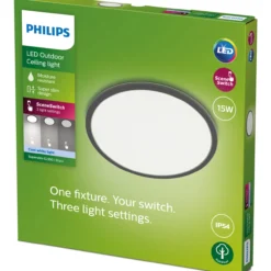 Ulkokattovalaisin Philips SuperSlim SceneSwitch musta 15W 40K IP54