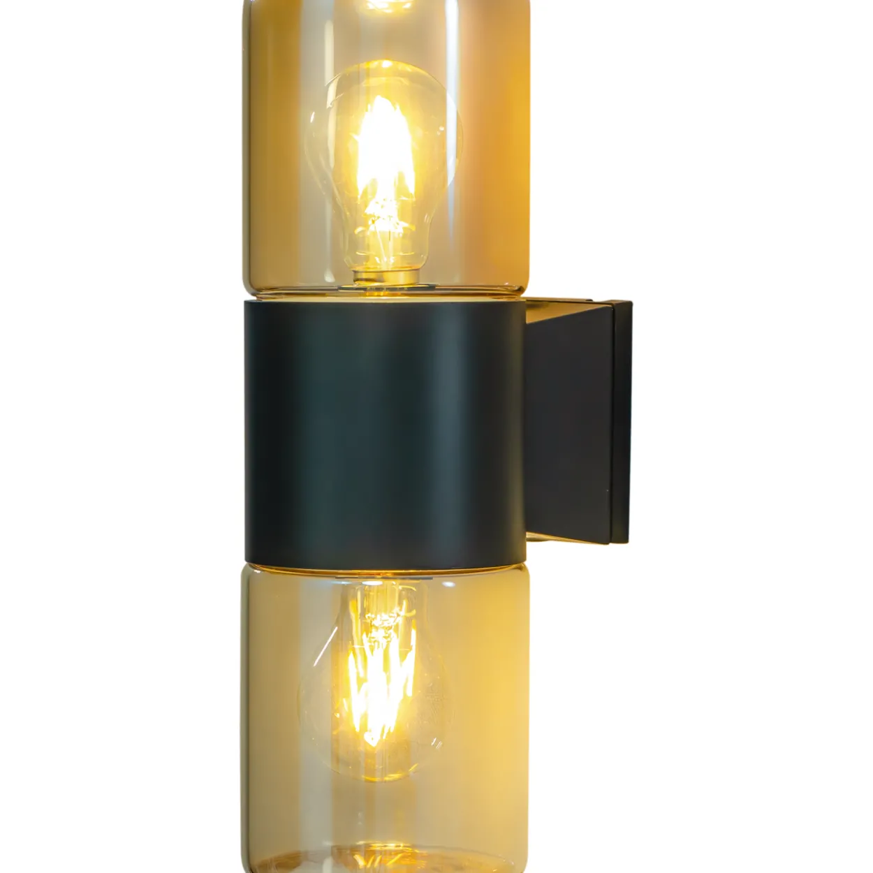 Ulkoseinävalaisin Aneta Lighting Lysekil 2-osainen, musta/meripihka