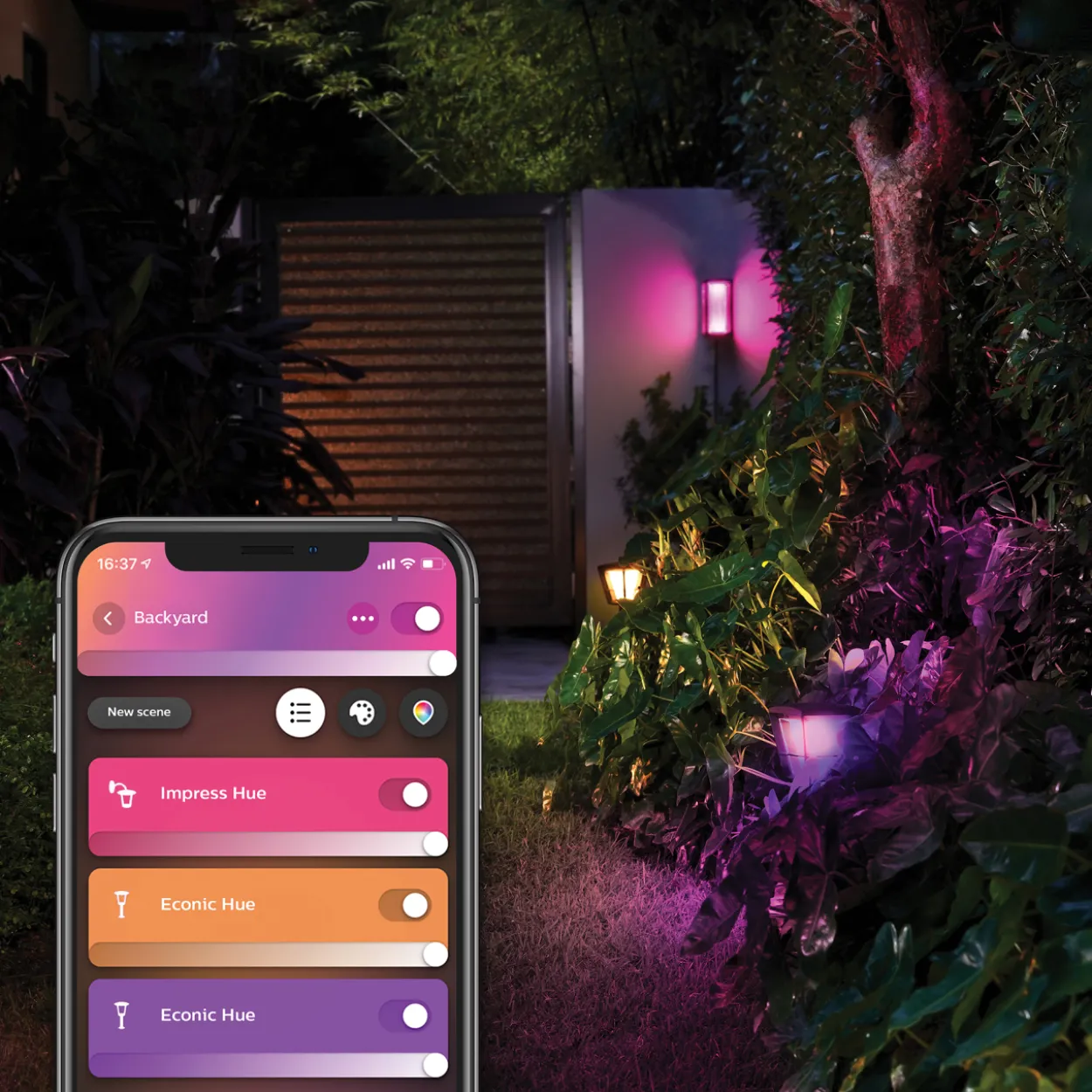 Ulkoseinävalaisin Philips Hue Impress White and Color Ambiance, musta