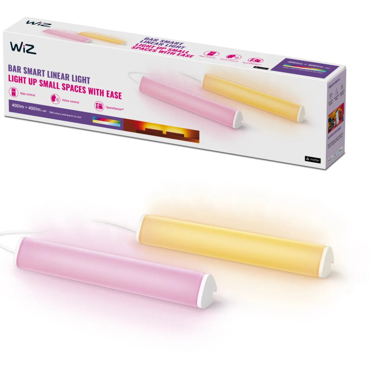 Valopalkkivalaisin WiZ Bar Linear Light, 2 kpl
