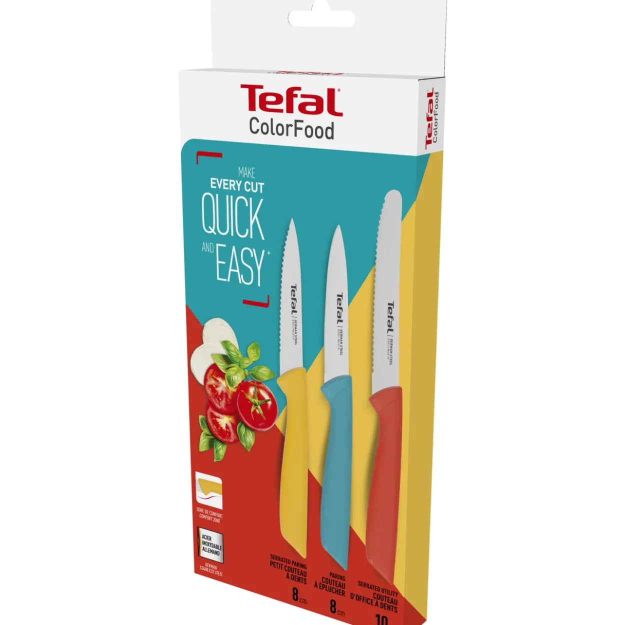 Veitsisarja Tefal 3 osaa Colorfood värikäs