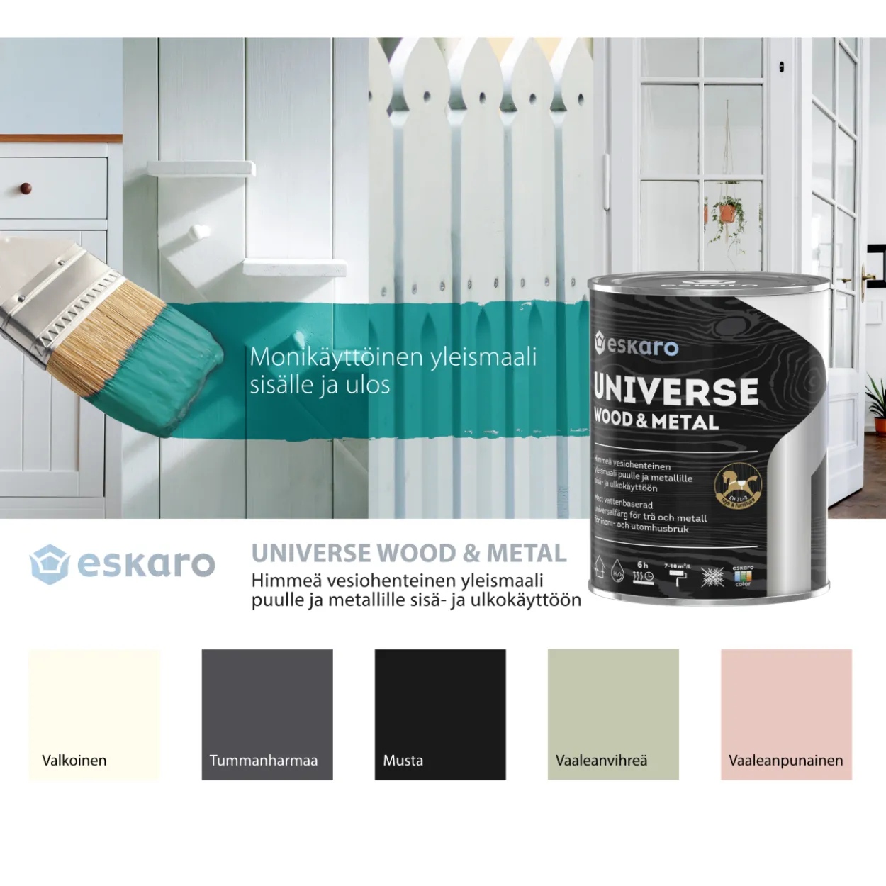 Yleismaali Eskaro Universe Wood & Metal 0,9 l valkoinen